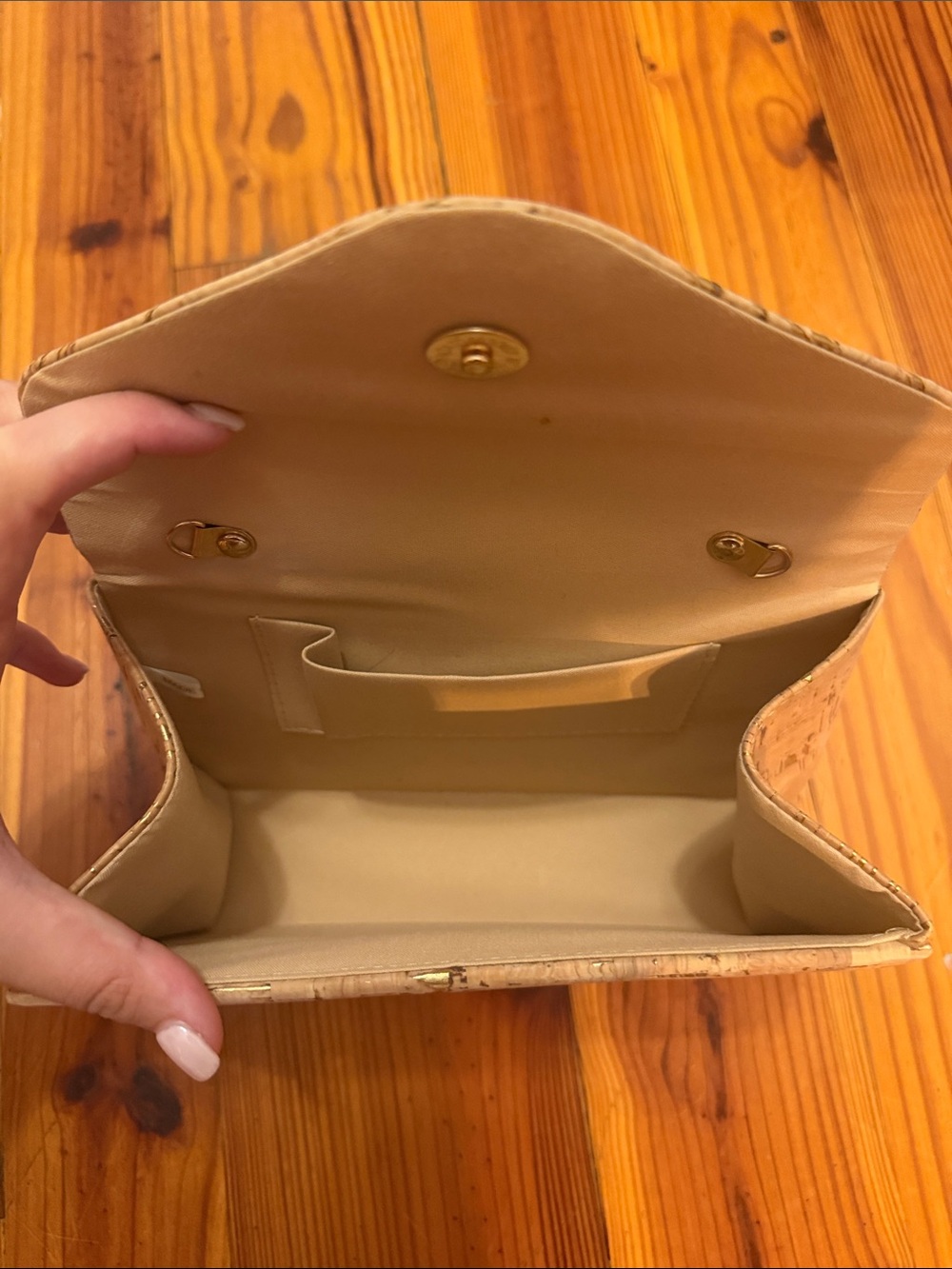 Structured Cork Top-Handle Bag in Natural Gold - Picture 2 of 5